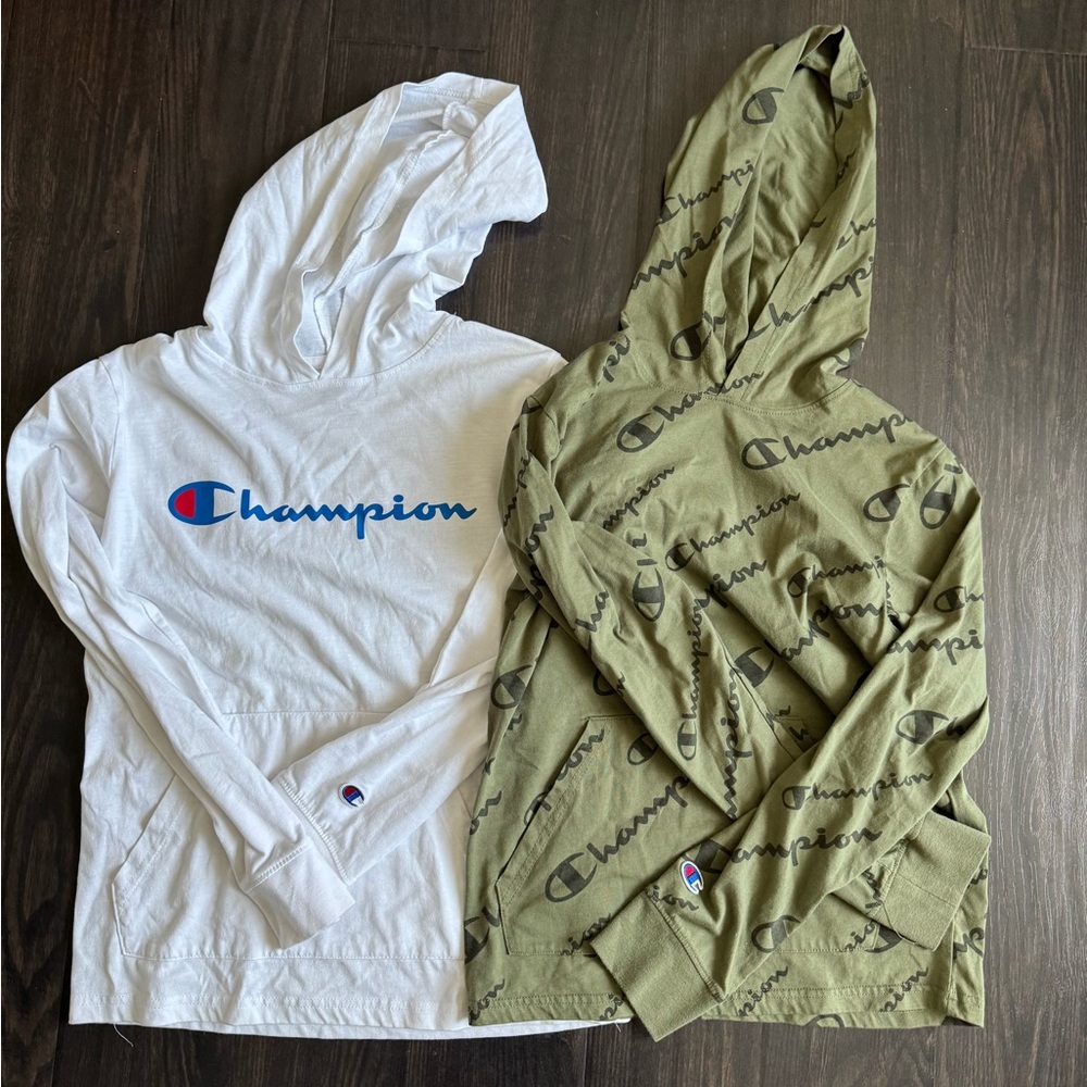Champion Kids' White and Olive Hoodies 2pcs - Boys Size L